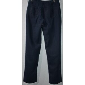 J. Jill Size 6 Linen Pants Straight Leg Flat Front Mid Rise 5-Pocket Coastal